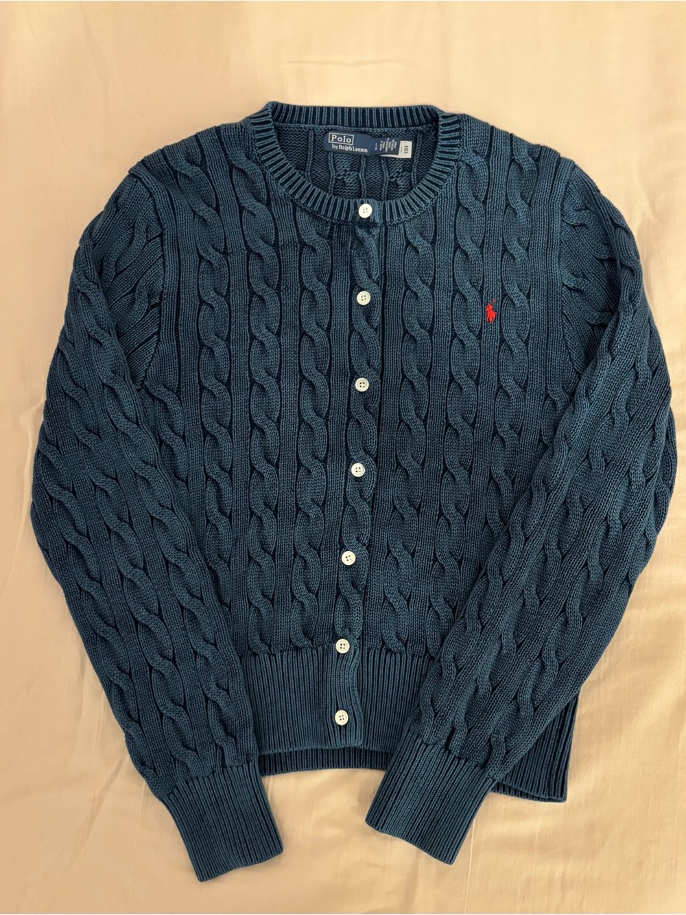 Polo by Ralph Lauren Navy Cable-Knit Button Cardigan
